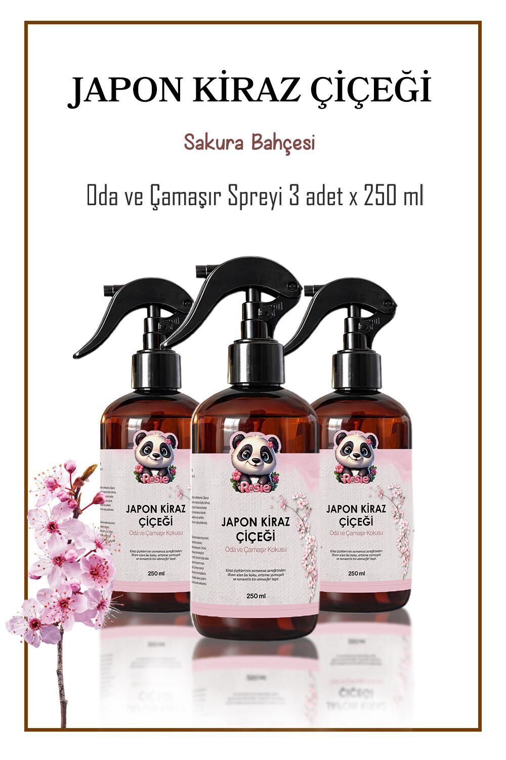 Rosie 3 adet Japon Kiraz Çiçeği Oda ve Çamaşır Spreyi 250 ml