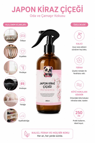 Rosie 3 adet Japon Kiraz Çiçeği Oda ve Çamaşır Spreyi 250 ml
