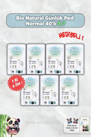 Sleepy Bio Natural Günlük Ped Normal 7 AL 6 ÖDE 40'lı ve Rosie