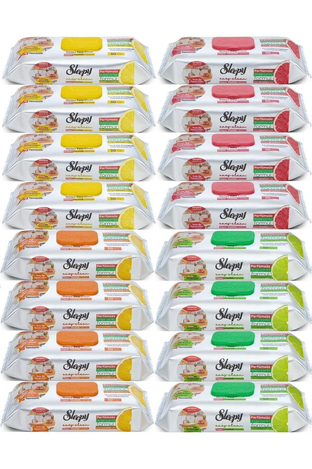 Sleepy Easy Clean Yüzey Temizlik Mutfak Havlusu, 50'li Karma (16 Lı Set)