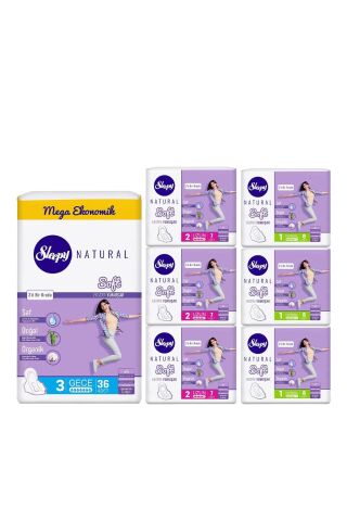 Sleepy Natural Hijyenik Ped Uzun x 3, Normal x 3 ve Gece Paketi