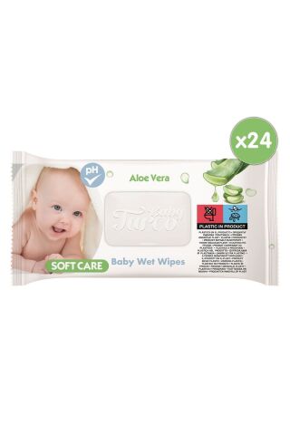 Baby Turco Softcare Aloe Vera Islak Bebek Havlusu 24x90 Yaprak