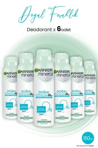 Garnier Mineral 48 Saat Doğal Ferahlık Kadın Sprey Deodorant 150 ml x 6 Adet