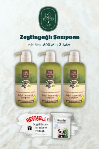 Eyüp Sabri Tuncer 600 ML Zeytinyağlı Şampuan X 3 ve ROSIE Hediyeli