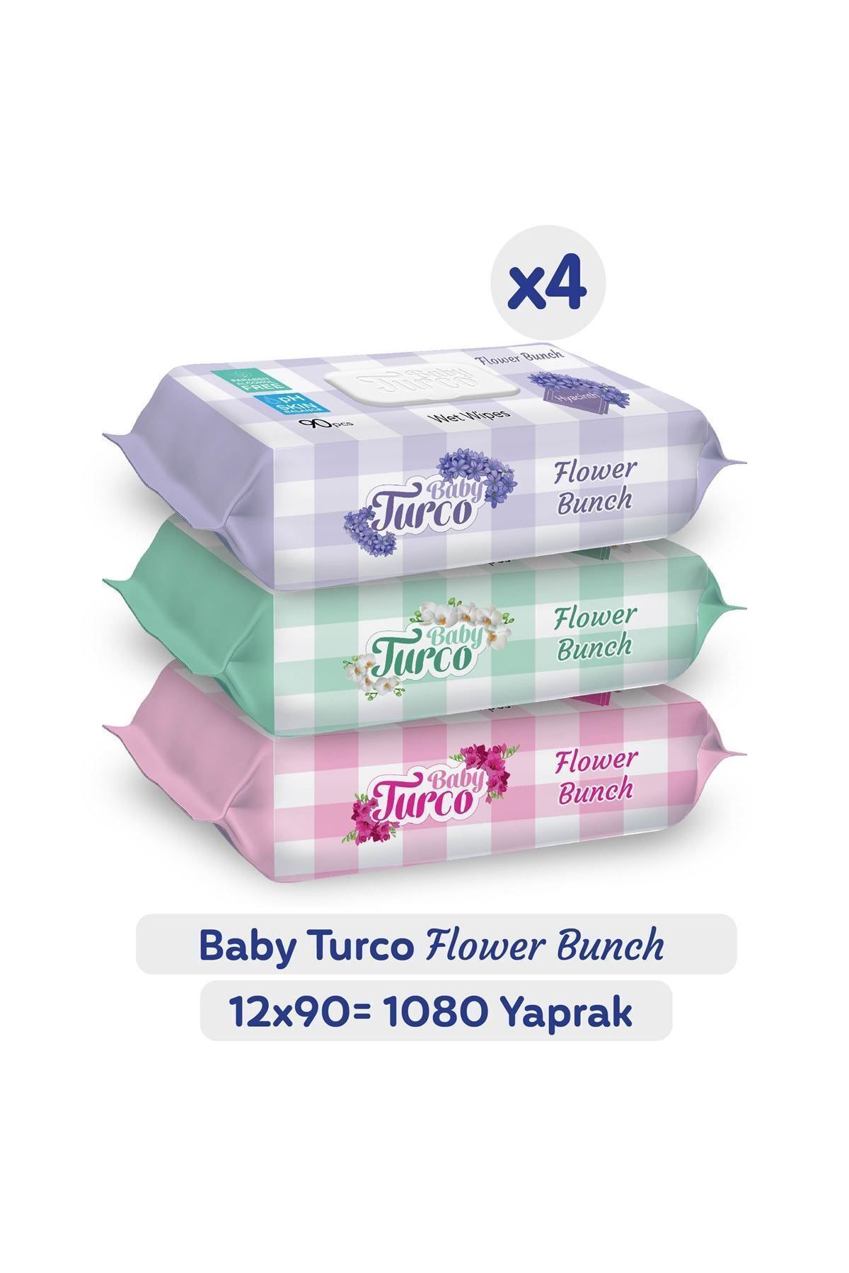 Baby Turco Flower Bunch Islak Havlu 12x90 (1080 YAPRAK)
