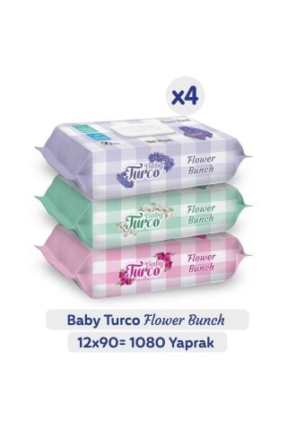 Baby Turco Flower Bunch Islak Havlu 12x90 (1080 YAPRAK)