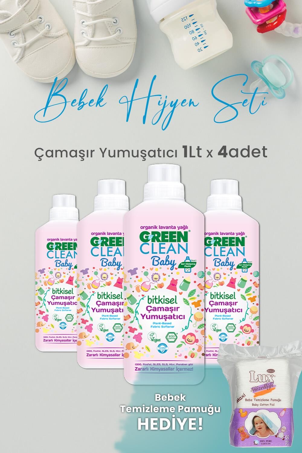 U Green Clean Baby Çamaşır Yumuşatıcı 1 L x 4 Adet ve Hediyeli