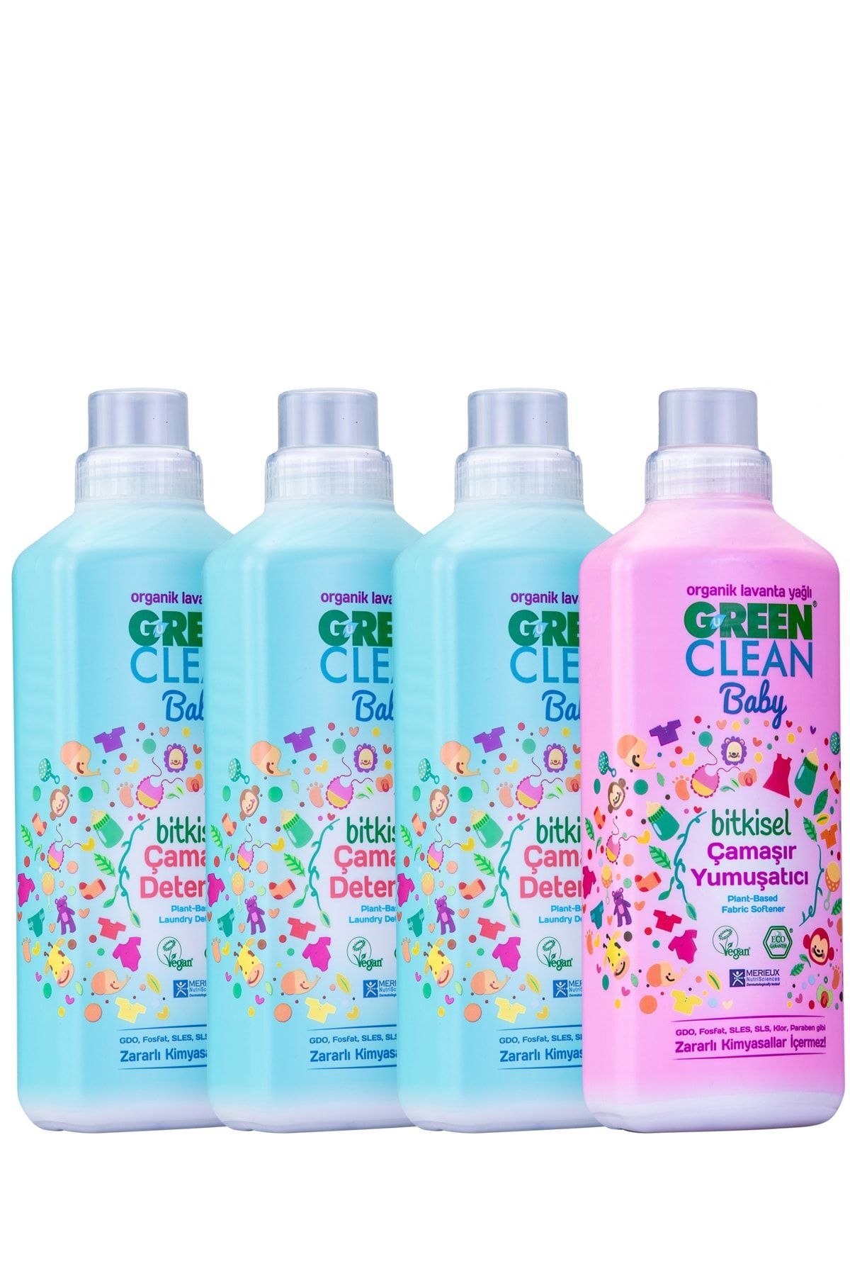 Green Clean Baby Deterjan 1 LT 3 Adet + Baby Yumuşatıcı 1 Lt