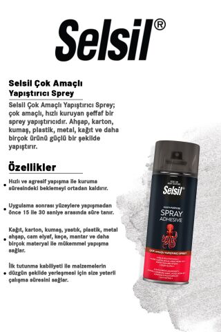 Selsil 2 adet Çok Amaçlı Yapıştırıcı Sprey 400 ml ve Rosie Koku