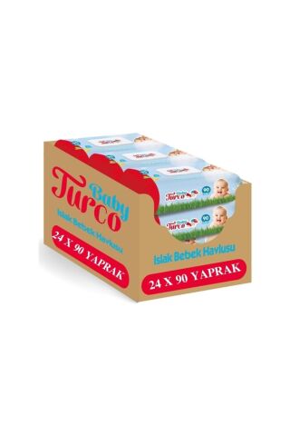 Baby Turco Bebek Islak Mendil Havlu 90 Yaprak X 24 Adet