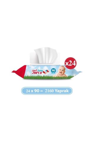 Baby Turco Bebek Islak Mendil Havlu 90 Yaprak X 24 Adet