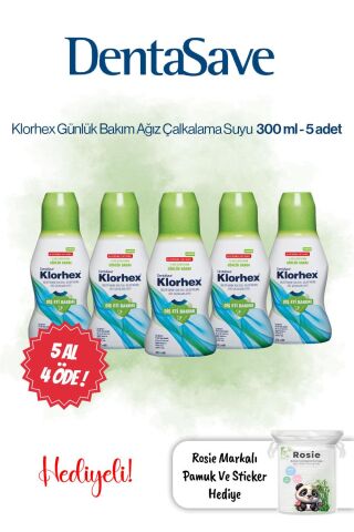 Dentasave Klorhex 5 AL 4 ÖDE Günlük Bakım Ağız Çalkalama Suyu 300 ml ve Rosie