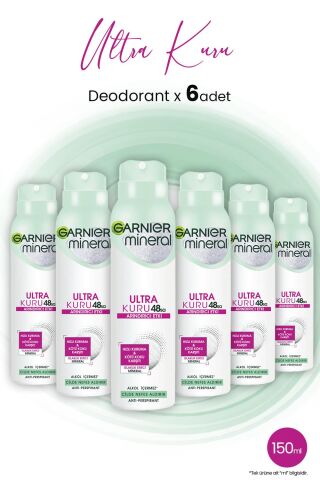 Garnier Mineral 48 Saat Ultra Kuru Sprey Deodorant 150 ML x 6 Adet