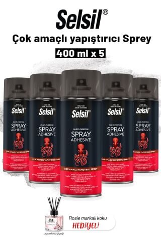 Selsil 5 adet Çok Amaçlı Yapıştırıcı Sprey 400 ml ve Rosie Koku
