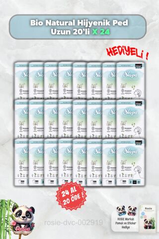 24 AL 20 ÖDE Sleepy Hijyenik Ped Uzun 20'li Bio Natural ve Rosie