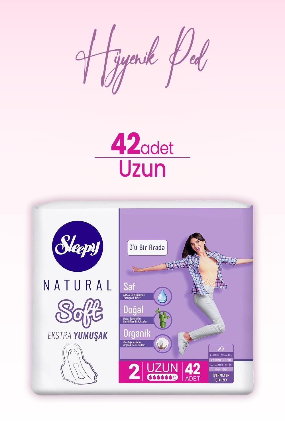 Sleepy Natural Hijyenik Ped Soft Uzun 42 Adet