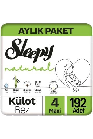 Sleepy Natural 4 Beden Külot Bebek Bezi 96x2 192 Adet