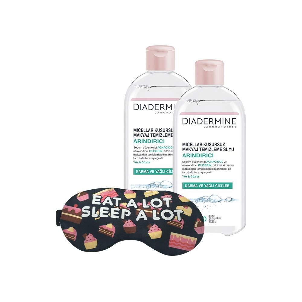 DIADERMINE Arındırıcı Micellar Kusursuz Makyaj Temizleme Suyu 400 ml x 2 ve Uyku Bandı Hediyeli