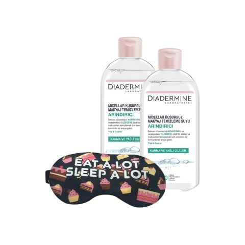 DIADERMINE Arındırıcı Micellar Kusursuz Makyaj Temizleme Suyu 400 ml x 2 ve Uyku Bandı Hediyeli
