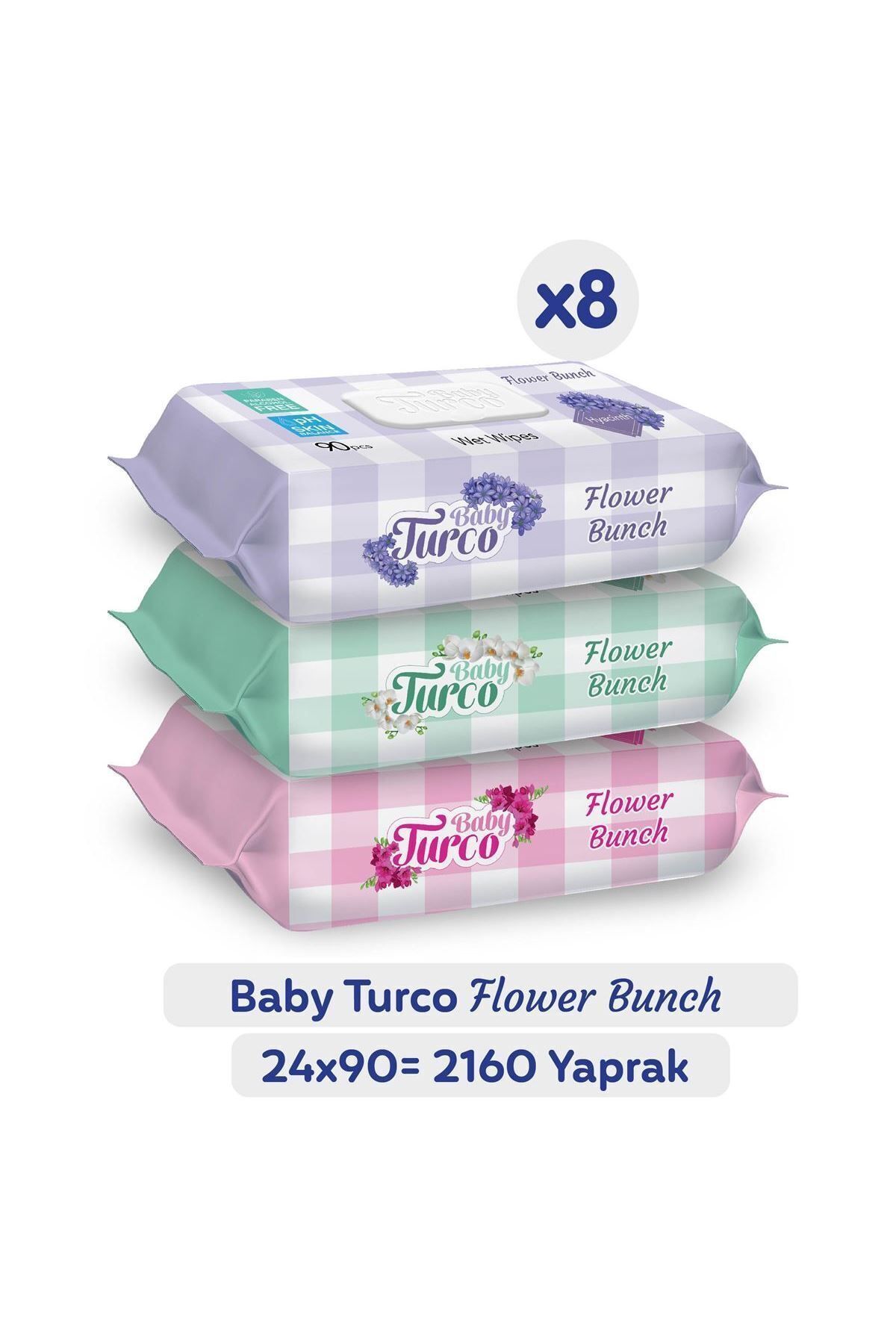 Baby Turco Flower Bunch Islak Havlu 24x90 (2160 YAPRAK)