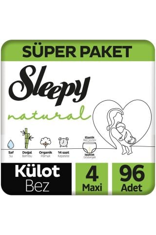 Sleepy Natural Süper Paket Külot Bez 4 Numara Maxi 96 Adet