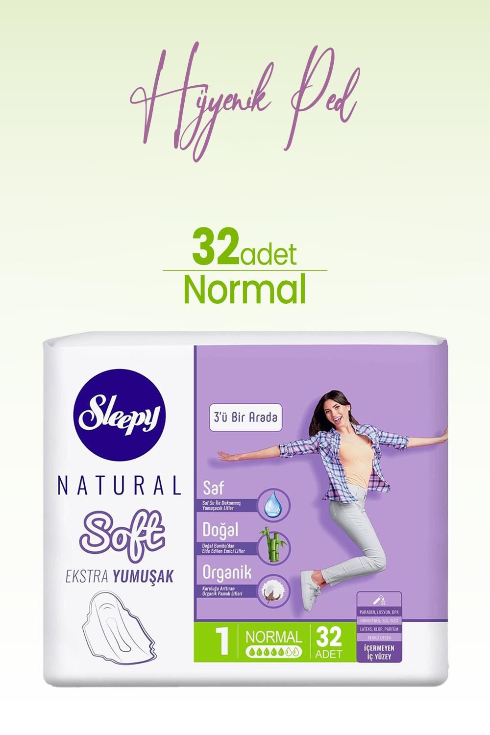 Sleepy Natural Hijyenik Ped Soft Normal 32 Adet