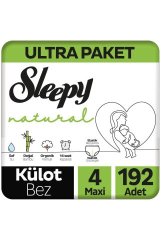 Sleepy Natural Ultra Paket Külot Bez 4 Numara Maxi 192 Adet