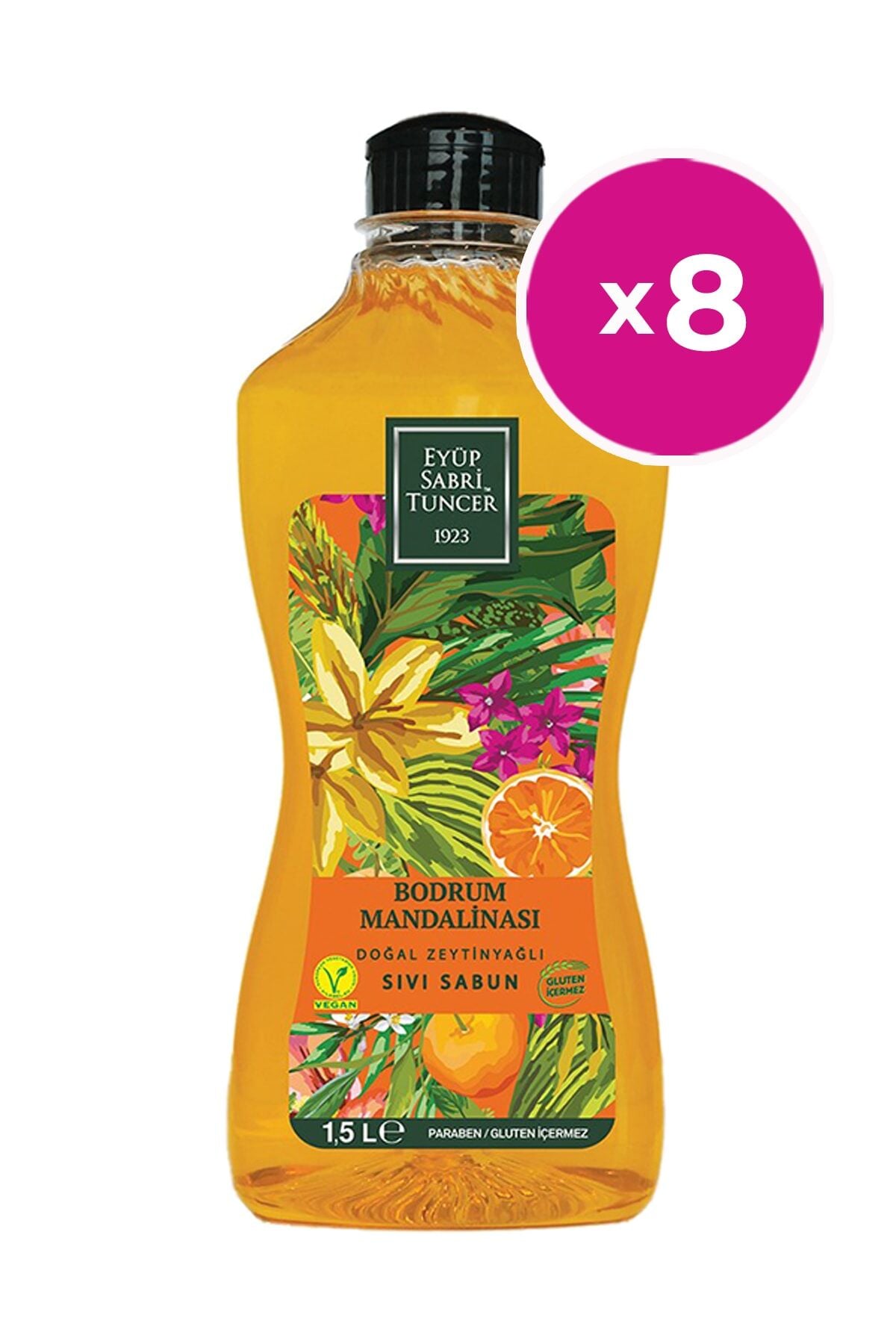 Eyüp Sabri Tuncer Bodrum Mandalinası Doğal Zeytinyağlı Sıvı Sabun 1500 ML x 8