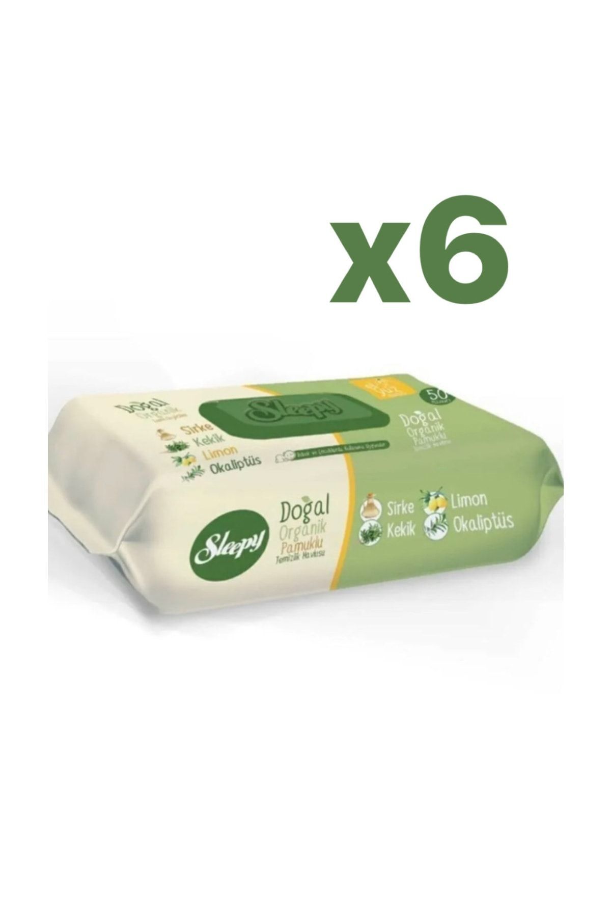 Doğal Organik Pamuklu Temizlik Mendili 6x50