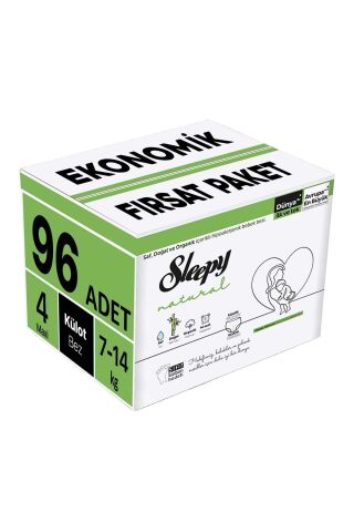 Sleepy Külot Bebek Bezi Natural 4 Maxi (7-14KG) 96 Adet Ekonomik