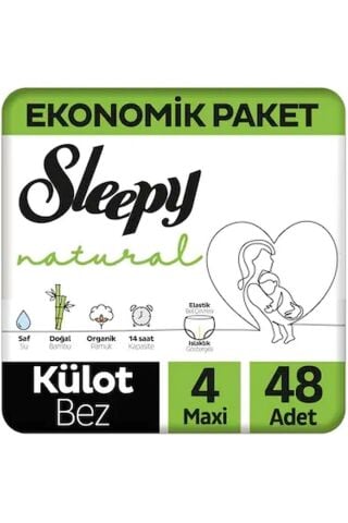 Sleepy Külot Bebek Bezi Natural 4 Maxi (7-14KG) 96 Adet Ekonomik