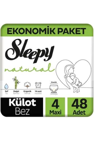 Sleepy Külot Bebek Bezi Natural 4 Maxi (7-14KG) 96 Adet Ekonomik