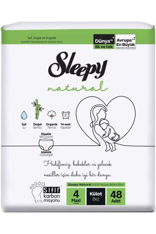 Sleepy Külot Bebek Bezi Natural 4 Maxi (7-14KG) 96 Adet Ekonomik