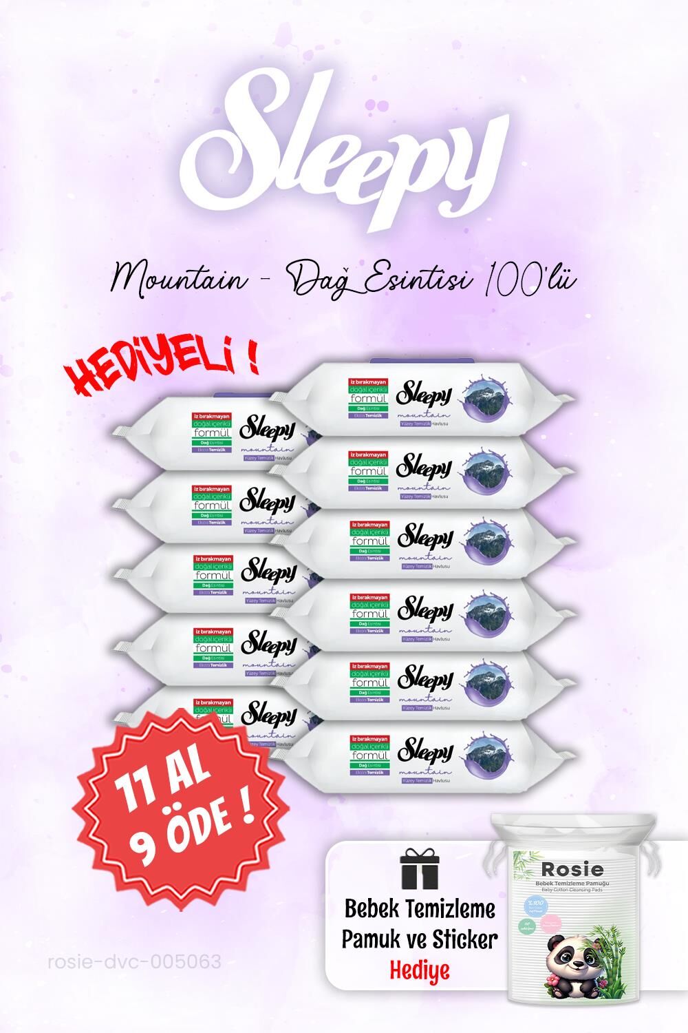 11 AL 9 ÖDE Sleepy Mountain Dağ Esintisi Islak Havlusu  ve ROSIE
