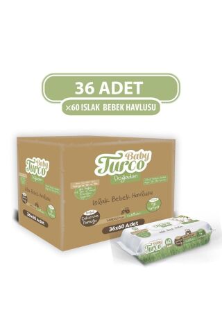 Baby Turco Doğadan Yenidoğan Islak Bebek Havlusu 36x60 (2160 YAPRAK)