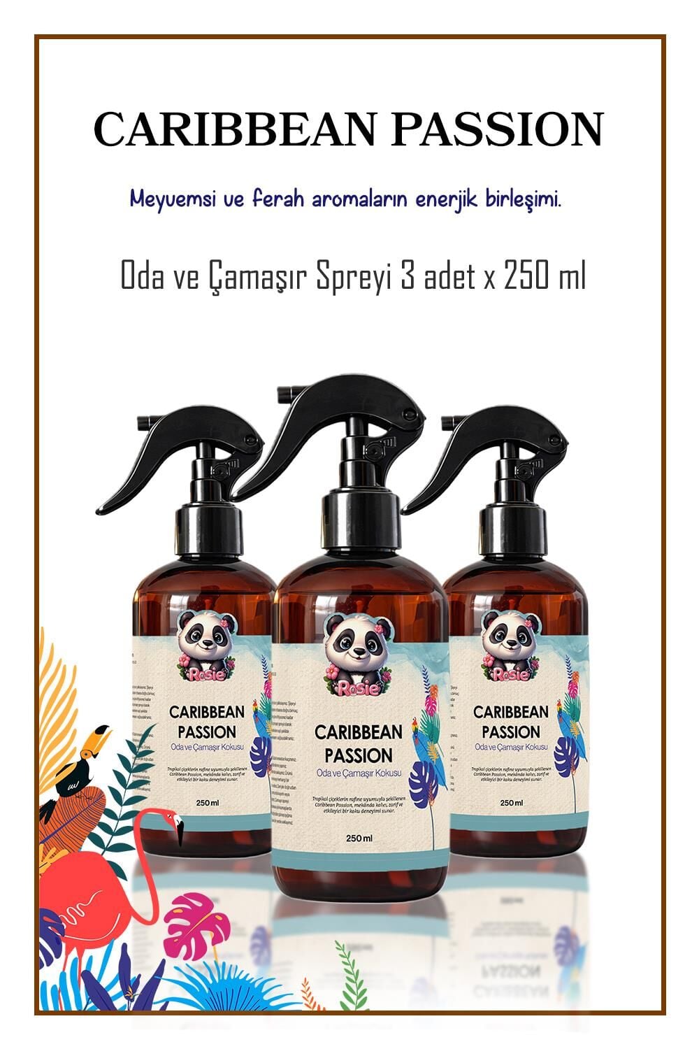 Rosie 3 adet Caribbean Passion Oda ve Çamaşır Spreyi 250 ml