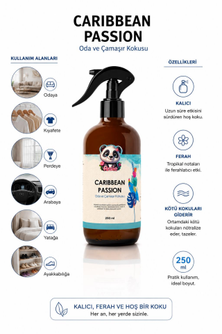 Rosie 3 adet Caribbean Passion Oda ve Çamaşır Spreyi 250 ml