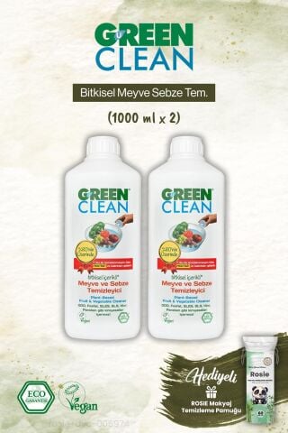 Green Clean 2 adet Bitkisel Meyve Sebze Tem. ve Rosie Makyaj Pamuk