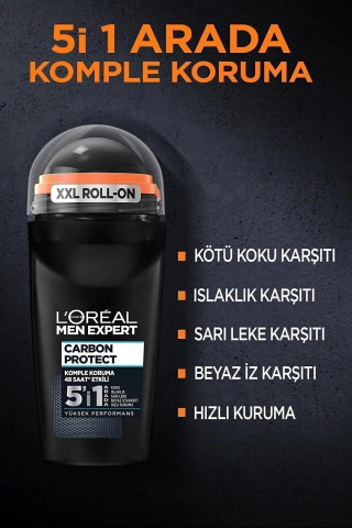 3 Adet Loreal Paris Men Expert Carbon Protect Erkek Roll On 50 ml ve ROSIE