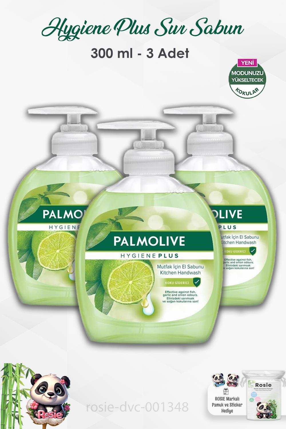 3'lü Set Palmolive Hygiene Plus Koku Giderici Sıvı Sabun 300 ml ve ROSIE