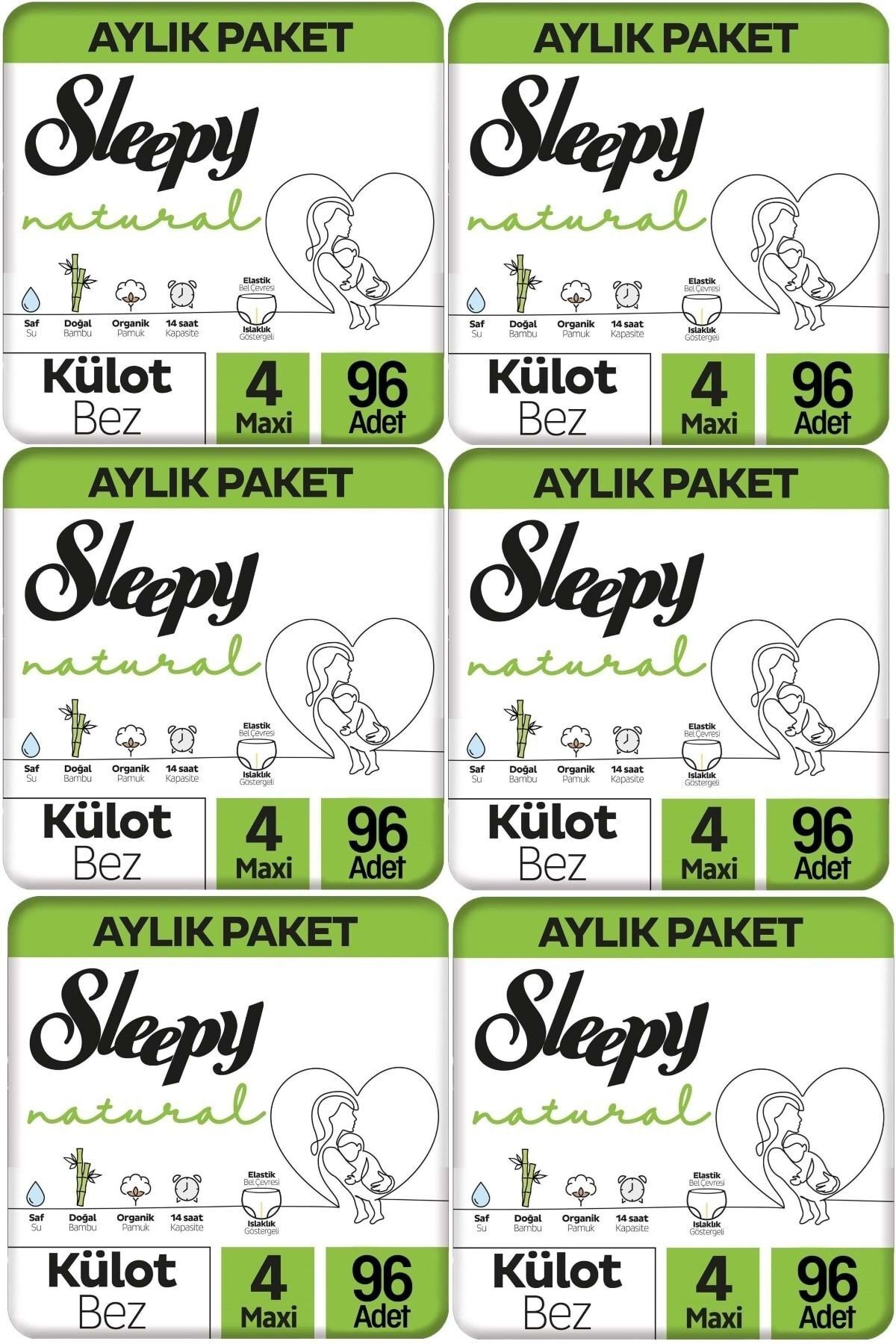 Sleepy Külot Bebek Bezi Natural Beden 4 (7-14KG) Maxi 96X6 576 Adet Ekstra