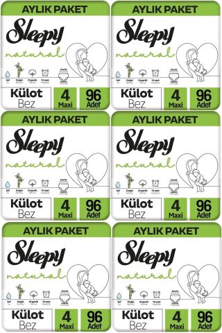 Sleepy Külot Bebek Bezi Natural Beden 4 (7-14KG) Maxi 96X6 576 Adet Ekstra