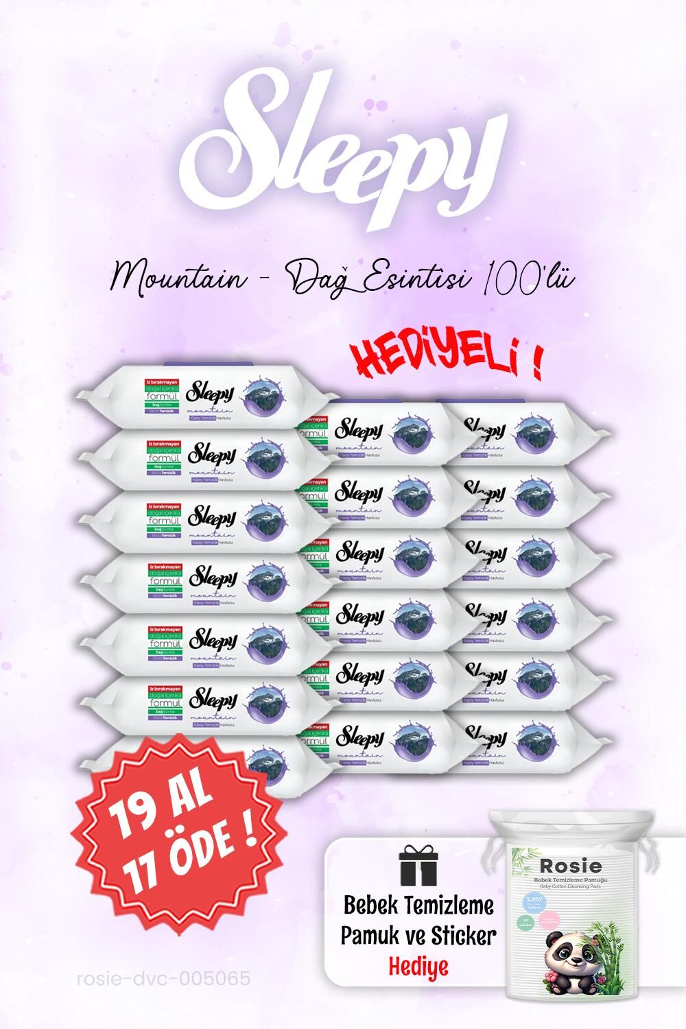 100'lü Sleepy Mountain 19 AL 17 ÖDE Dağ Esintisi Islak Havlusu ve ROSIE