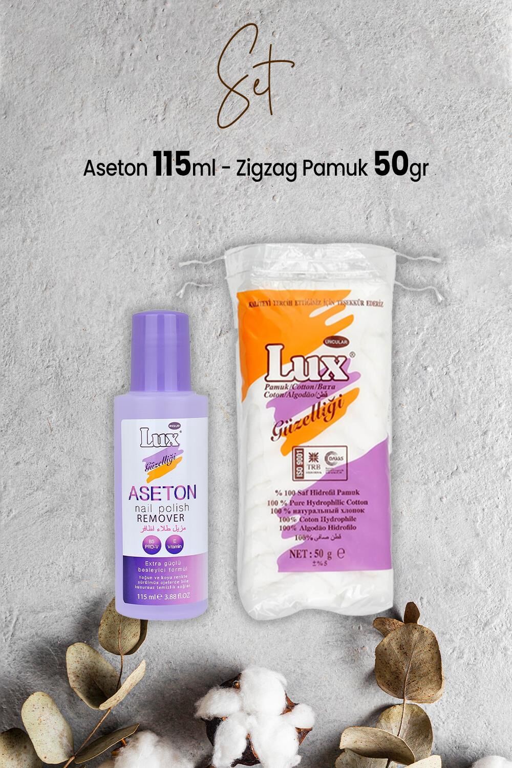 Lux Aseton 115 ml ve Zigzag Pamuk 50 gr
