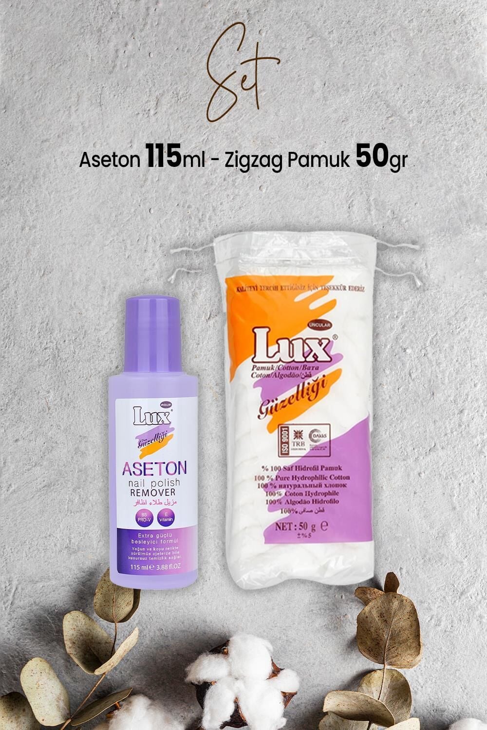 Lux Aseton 115 ml ve Zigzag Pamuk 50 gr