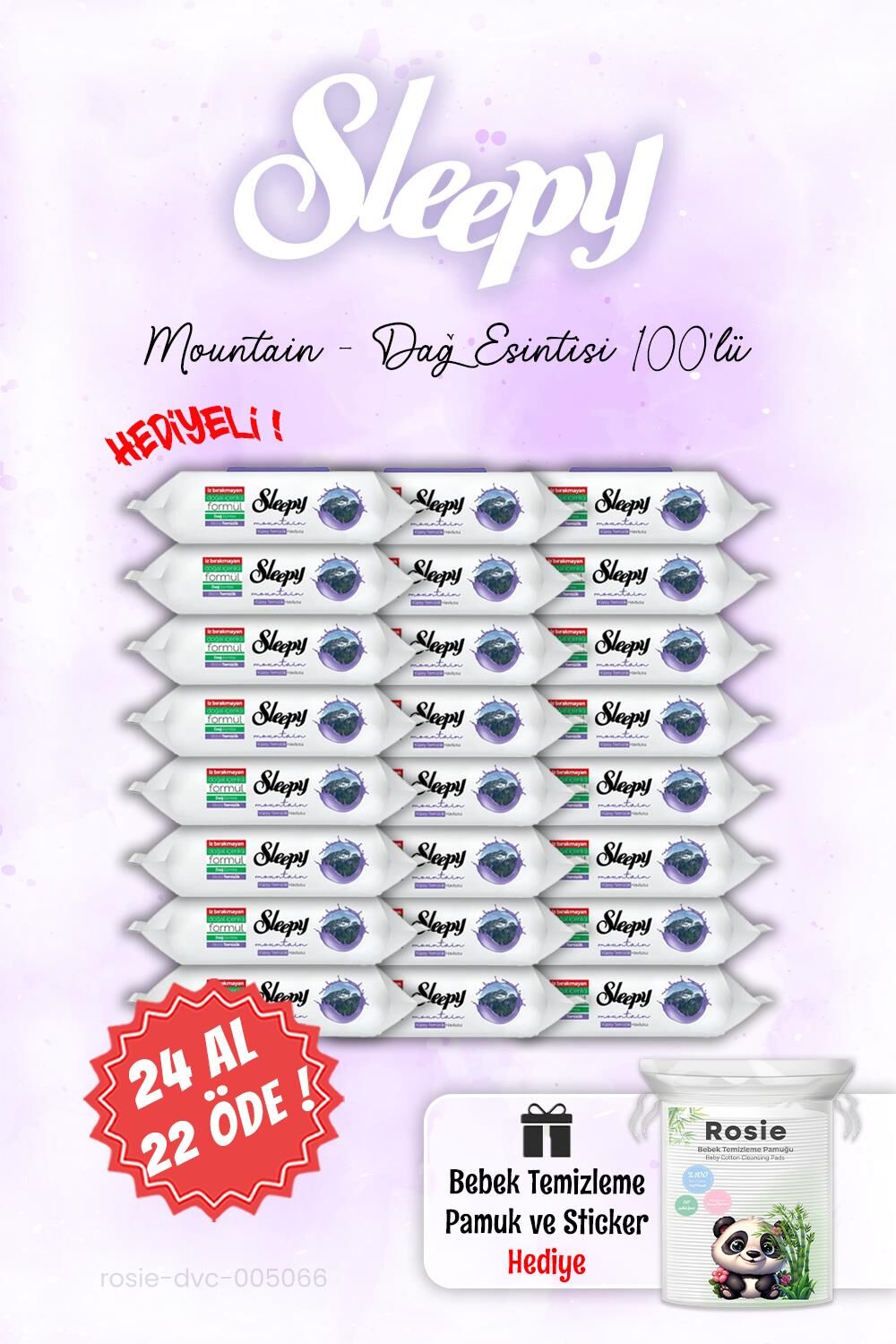 24 AL 22 ÖDE 100'lü Sleepy Mountain Dağ Esintisi Islak Havlusu ve ROSIE