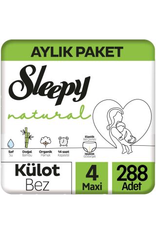 Sleepy Natural 4 Beden Külot Bebek Bezi 96x3 288 Adet