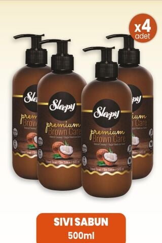 Sleepy Premium Brown Care Sıvı Sabun Hindistan Cevizi 500 ml x 4 Adet