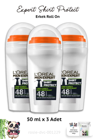 3 Adet Loreal Paris Men Roll On Expert Shirt Protect 50 ml ve ROSIE