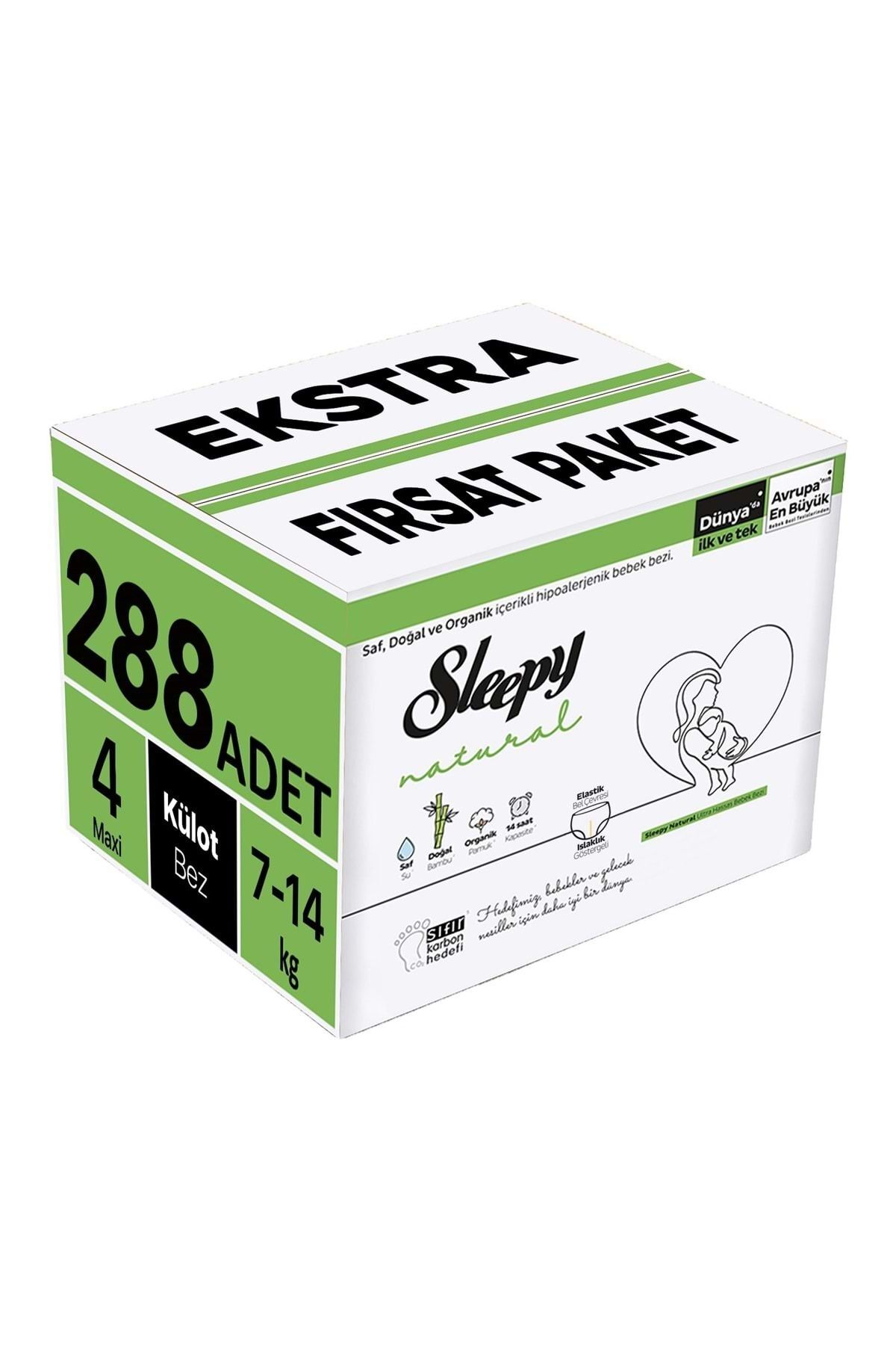 Sleepy Külot Bebek Bezi Natural Beden:4 (7-14KG) Maxi 288 Adet Ekstra Fırsat